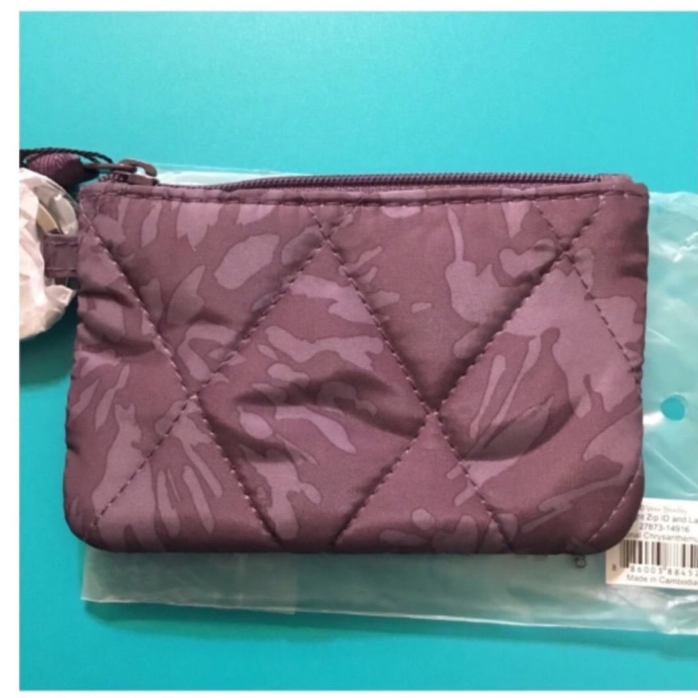 Vera Bradley Ultralight Zip ID Case & Lanyard Tonal Chrysanthemums - Picture 2 of 2